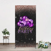 Lofaris Rose Gold Glitter Balloons Birthday Rectangle Backdrop